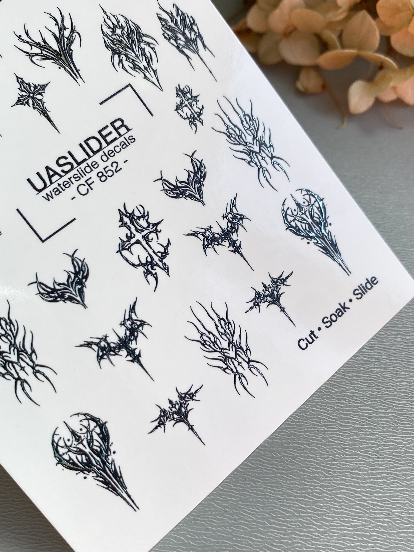 Gothic Nail Decals — Dark Tribal Crosses & Thorns | CF - 852 - UASLIDER