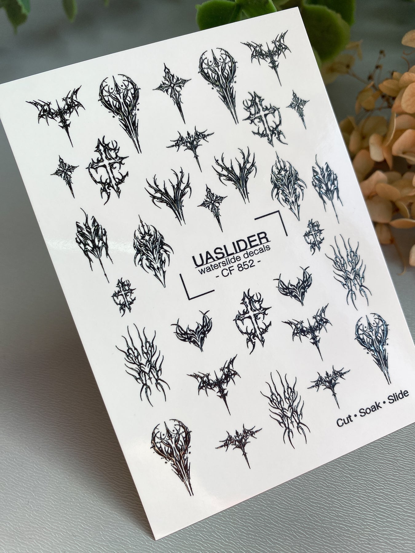 Gothic Nail Decals — Dark Tribal Crosses & Thorns | CF - 852 - UASLIDER