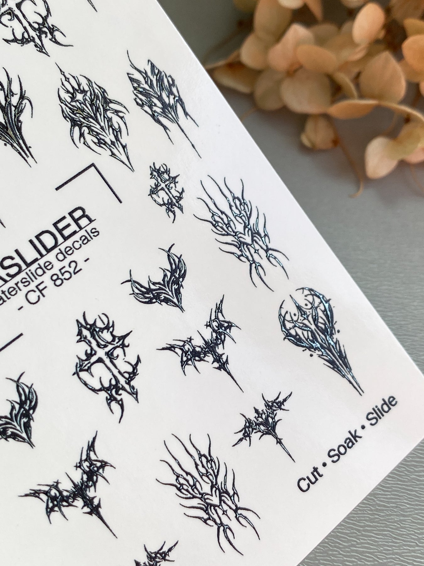Gothic Nail Decals — Dark Tribal Crosses & Thorns | CF - 852 - UASLIDER