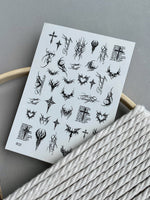 Gothic Nail Decals — Dark Tribal Hearts Crosses & Script | 802 - UASLIDER