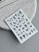 Gothic Nail Decals — Dark Tribal Hearts Crosses & Script | 802 - UASLIDER