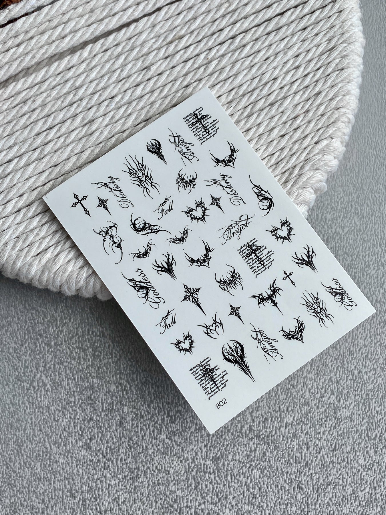 Gothic Nail Decals — Dark Tribal Hearts Crosses & Script | 802 - UASLIDER