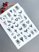 Gothic Nail Decals — Dark Tribal Hearts Crosses & Script | 802 - UASLIDER