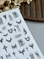 Gothic Nail Decals — Dark Tribal Hearts Crosses & Script | 802 - UASLIDER