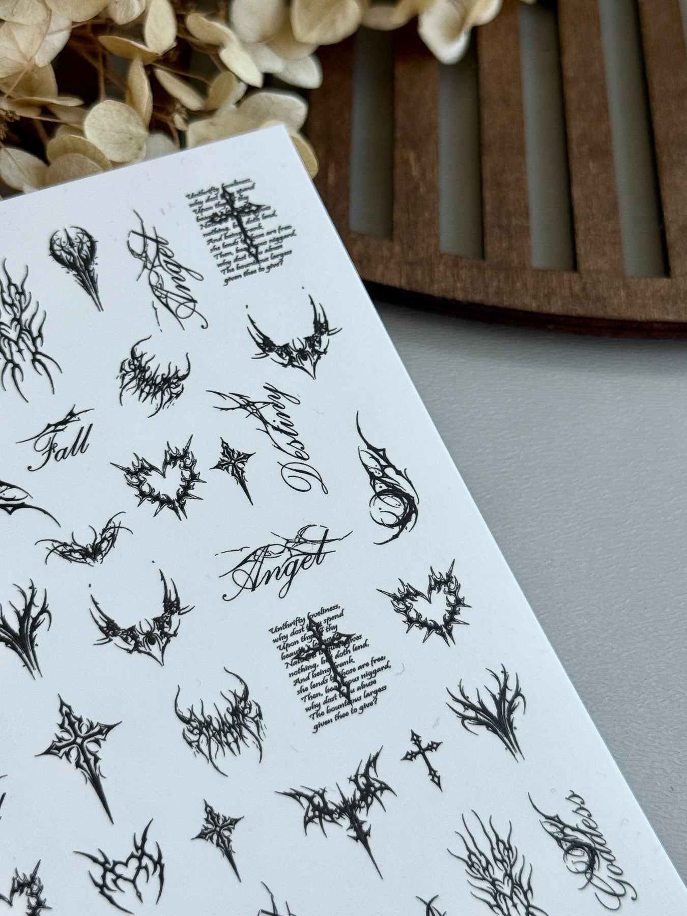 Gothic Nail Decals — Dark Tribal Hearts Crosses & Script | 802 - UASLIDER