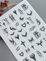 Gothic Nail Decals — Dark Tribal Hearts Crosses & Script | 802 - UASLIDER