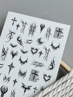 Gothic Nail Decals — Dark Tribal Hearts Crosses & Script | 802 - UASLIDER