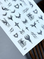 Gothic Nail Decals — Dark Tribal Hearts Crosses & Script | 802 - UASLIDER
