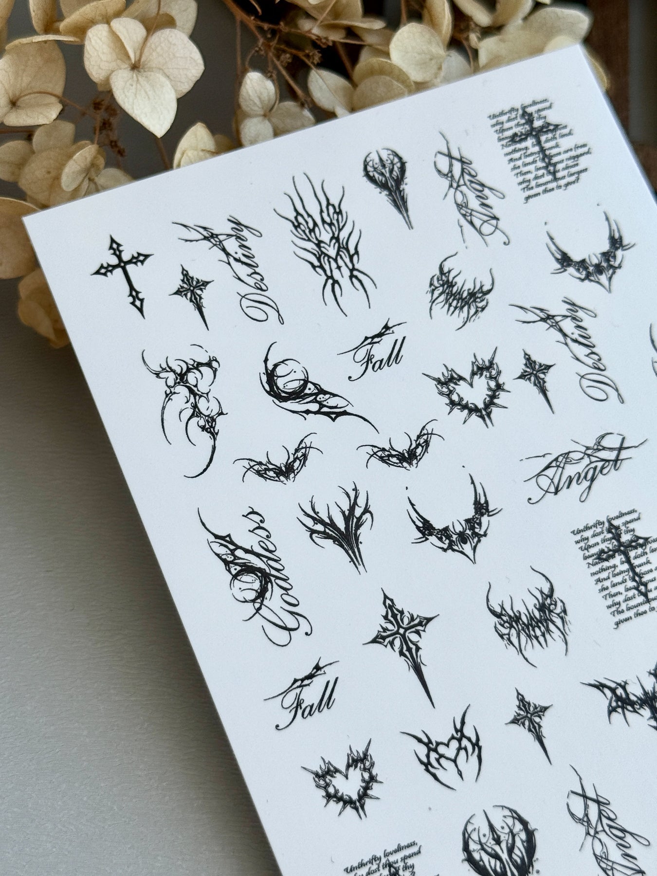 Gothic Nail Decals — Dark Tribal Hearts Crosses & Script | 802 - UASLIDER