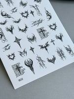 Gothic Nail Decals — Dark Tribal Hearts Crosses & Script | 802 - UASLIDER