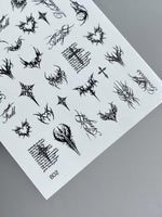 Gothic Nail Decals — Dark Tribal Hearts Crosses & Script | 802 - UASLIDER