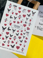 Gothic Nail Decals — Red Hearts, Bunny Masks & Femme Figures | NCg-082 - UASLIDER