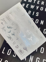 Gothic Nail Decals — Silver Foil Dark Tattoo & Script | Fs - 335 - UASLIDER