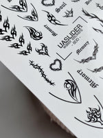 Gothic Tribal Nail Decals — Thorns Hearts Dark Script | 800 - UASLIDER