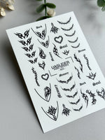 Gothic Tribal Nail Decals — Thorns Hearts Dark Script | 800 - UASLIDER