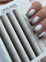 Gradient Nail Decals — Smoky Gray Ombre & Gold Foil Glitter | CF - 626 - UASLIDER