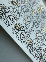 Graffiti Heart Nail Decals — Sketch Doodle with Gold Foil | CF - 808 - UASLIDER