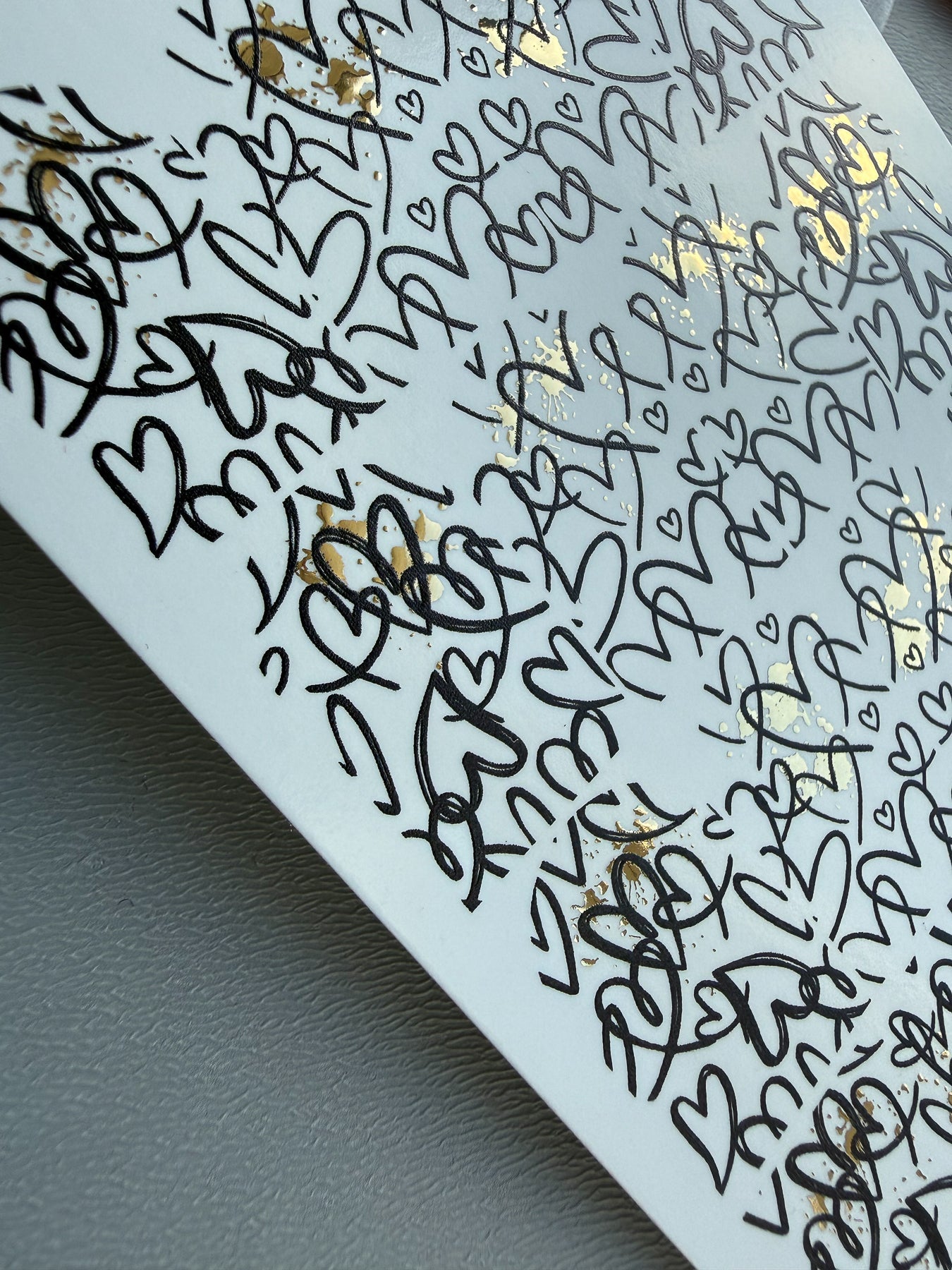 Graffiti Heart Nail Decals — Sketch Doodle with Gold Foil | CF - 808 - UASLIDER