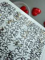 Graffiti Heart Nail Decals — Sketch Doodle with Gold Foil | CF - 808 - UASLIDER