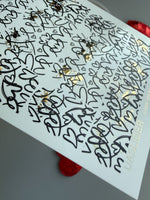 Graffiti Heart Nail Decals — Sketch Doodle with Gold Foil | CF - 808 - UASLIDER