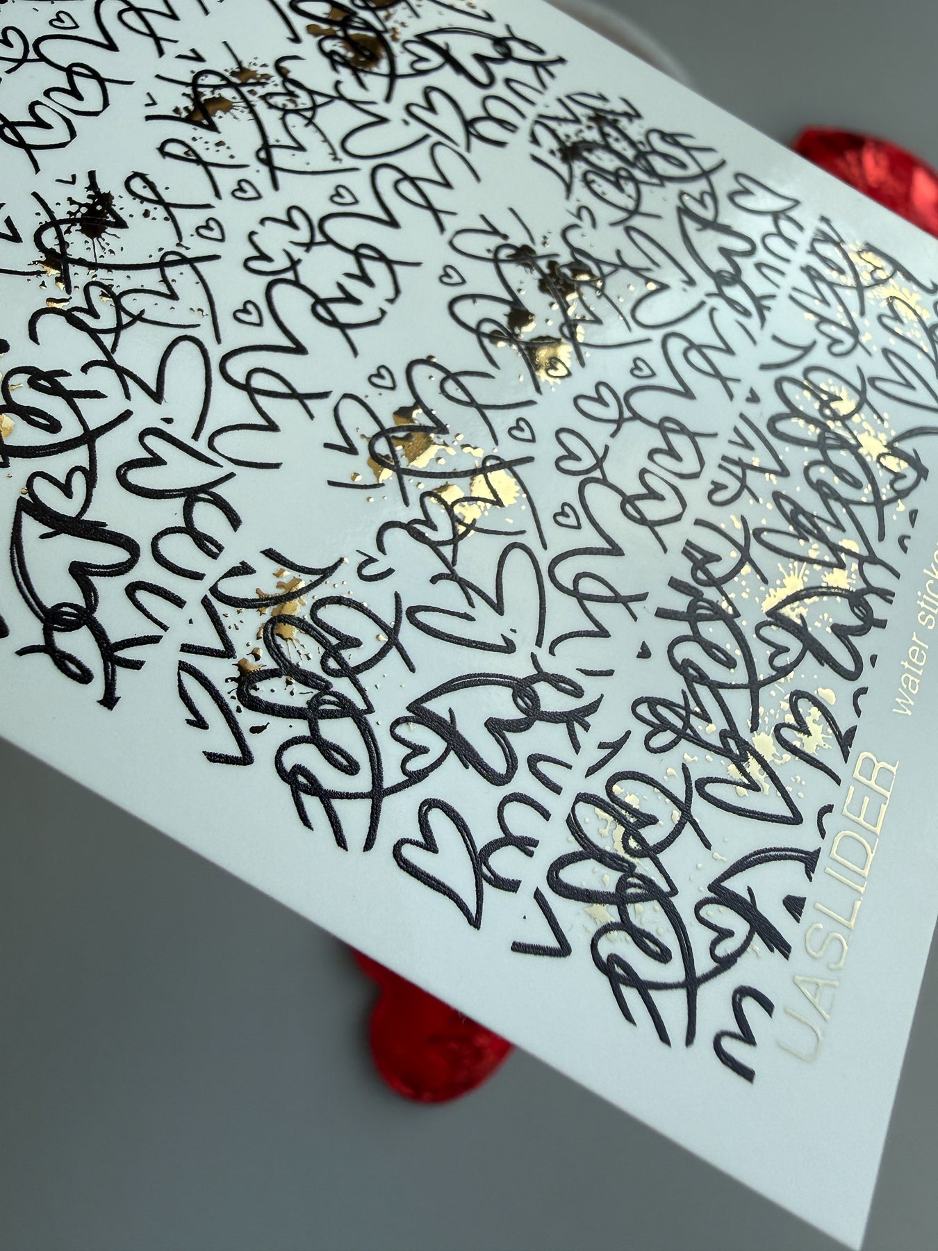 Graffiti Heart Nail Decals — Sketch Doodle with Gold Foil | CF - 808 - UASLIDER