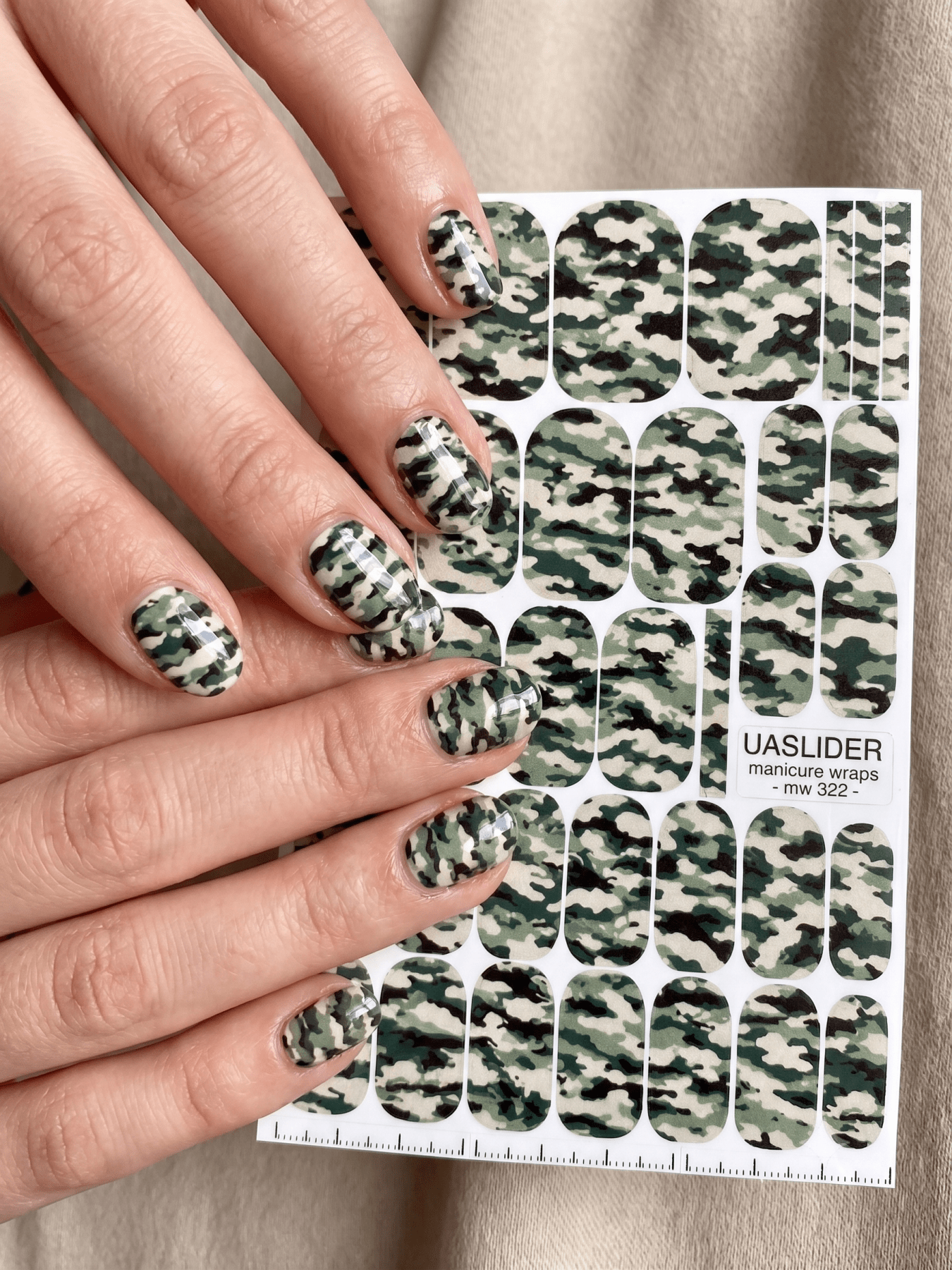 Green Camouflage Manicure Wraps — Classic Camo | mw-322 - UASLIDER
