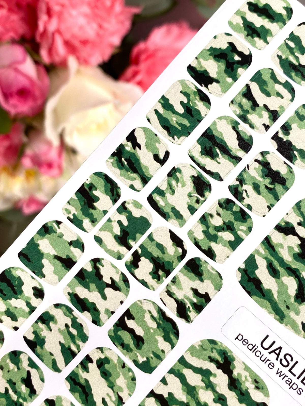 Green Camouflage Pedicure Nail Wraps — Camo Pattern | pw-322 - UASLIDER