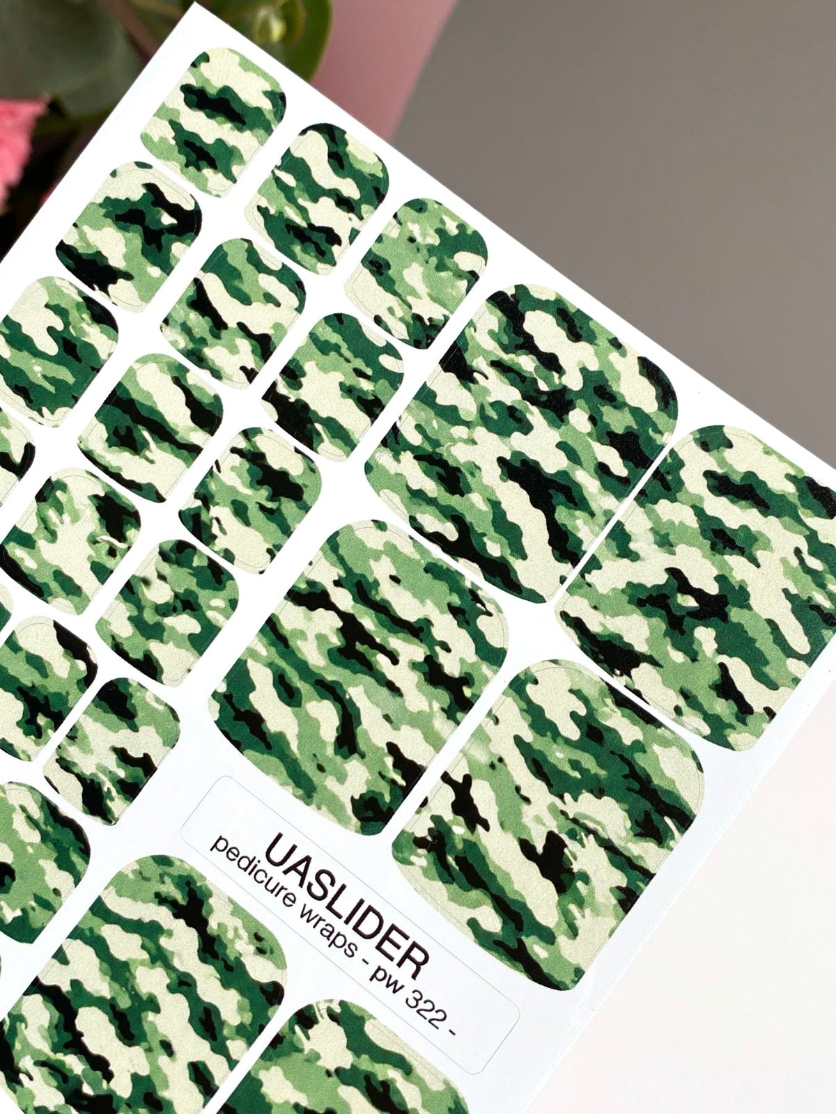 Green Camouflage Pedicure Nail Wraps — Camo Pattern | pw-322 - UASLIDER