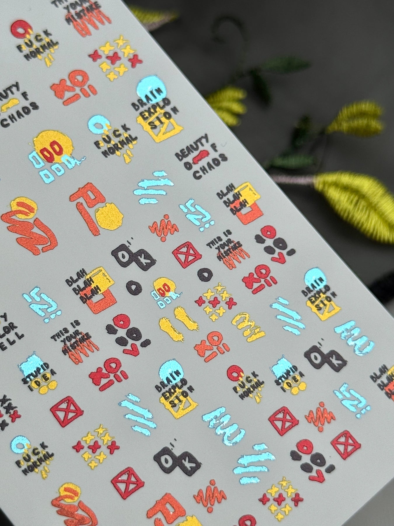Grunge Text Nail Decals — Chaos Phrases & Abstract Art | MC-051 - UASLIDER