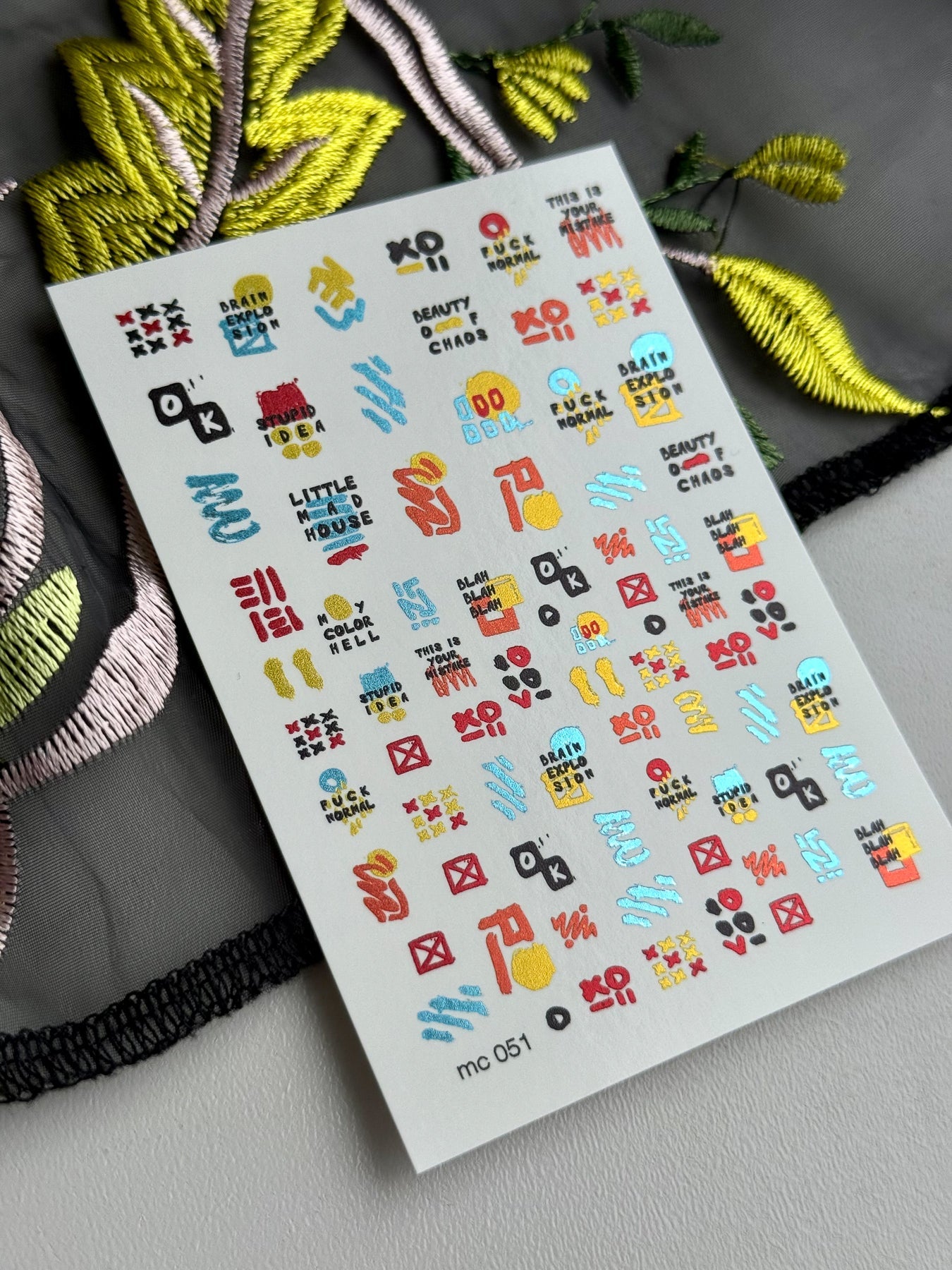 Grunge Text Nail Decals — Chaos Phrases & Abstract Art | MC-051 - UASLIDER