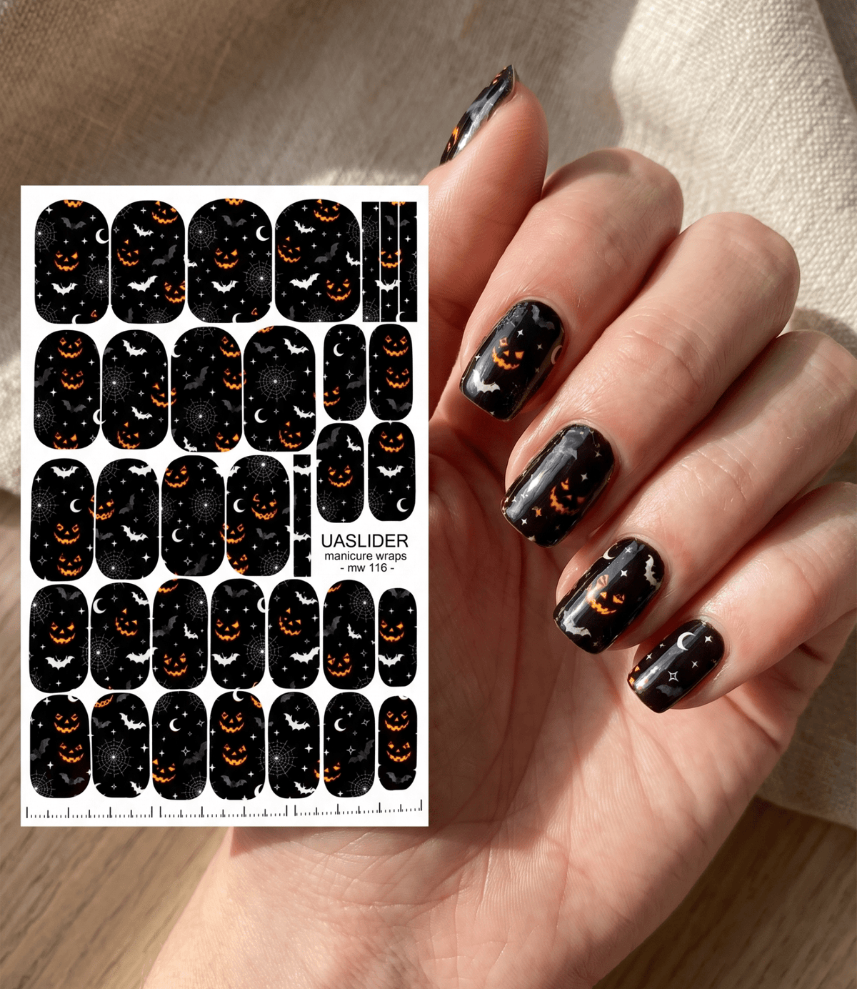 Halloween Bats & Pumpkins Manicure Wraps — Spiderwebs | mw-116 - UASLIDER