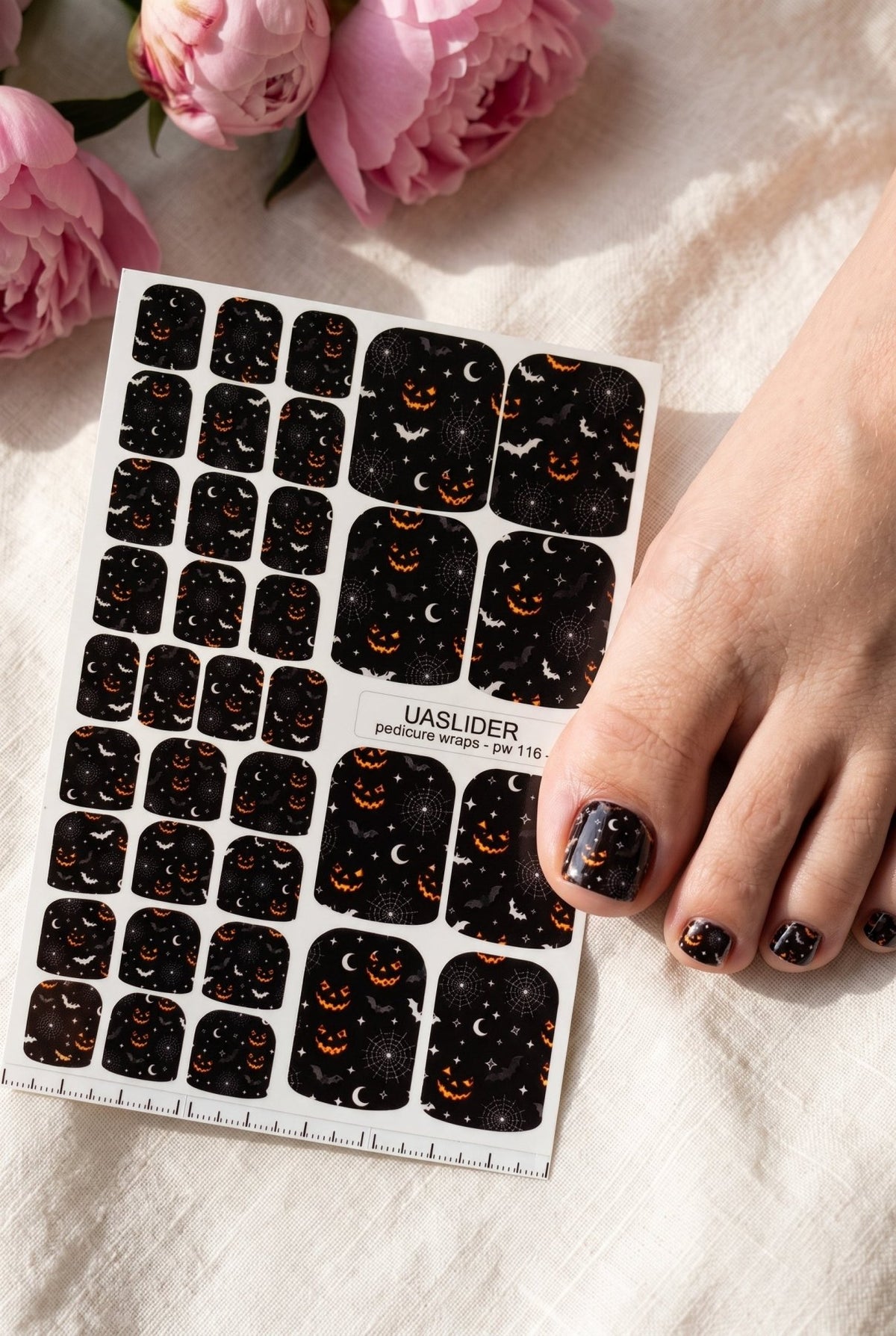 Halloween Pedicure Wraps — Pumpkins, Bats & Spiderwebs | pw-116 - UASLIDER