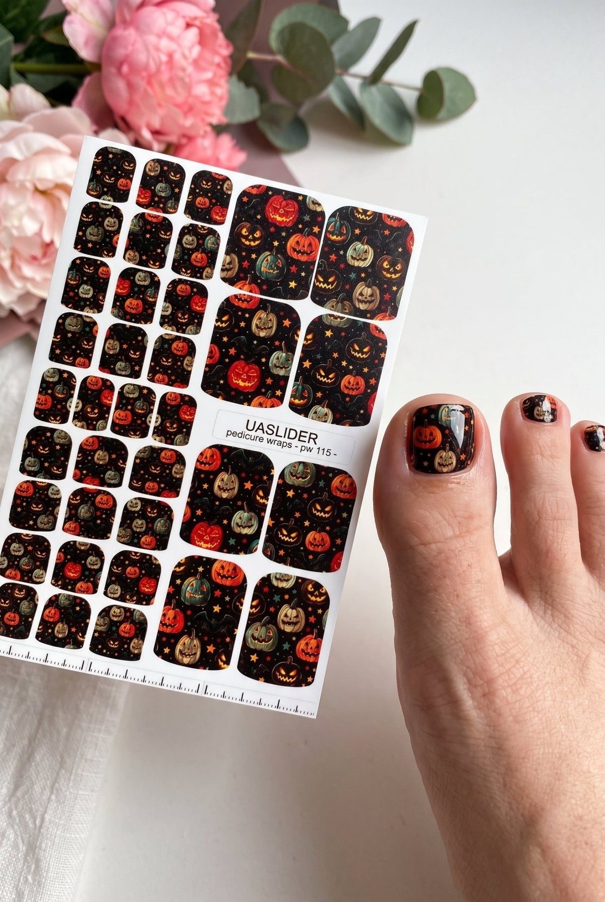 Halloween Pumpkin Pedicure Wraps — Jack-o'-Lanterns | pw-115 - UASLIDER