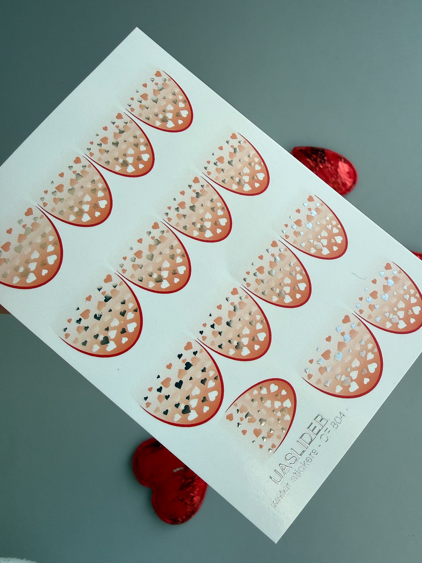 Heart Confetti Nail Decals — Full Nail Valentine Hearts | CF - 804 - UASLIDER