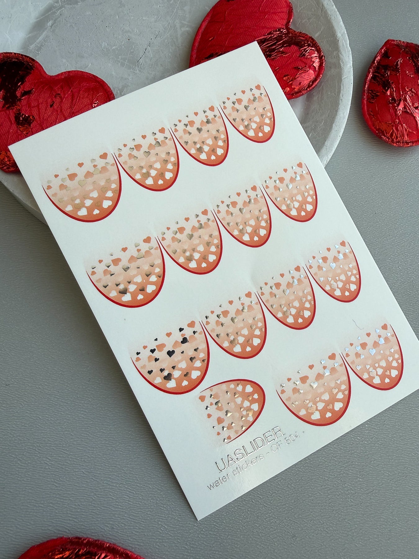 Heart Confetti Nail Decals — Full Nail Valentine Hearts | CF - 804 - UASLIDER