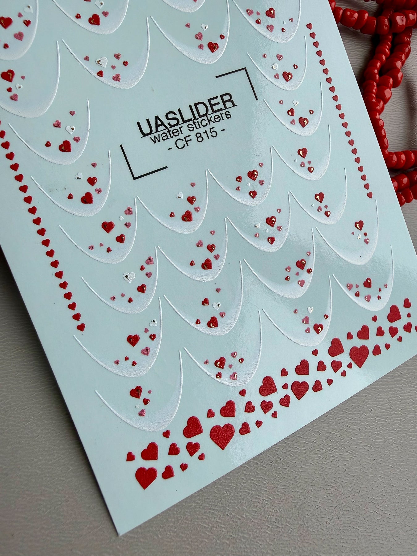 Heart French Nail Decals — Soft Tips with Hearts Gold Foil | CF - 815 - UASLIDER