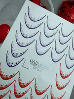 Heart French Tip Nail Decals — Purple Red Silver Foil | CF - 802 - UASLIDER