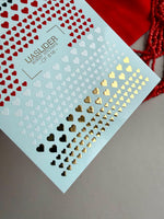 Heart Nail Decals — Black, Red, White & Gold Foil Hearts | CF - 816 - UASLIDER