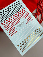 Heart Nail Decals — Black, Red, White & Gold Foil Hearts | CF - 816 - UASLIDER