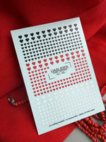 Heart Nail Decals — Black, Red & White Tiny Hearts | NC-165 - UASLIDER