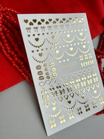 Heart Nail Decals — Gold Foil Hearts, Bows, Lips & Cherries | Fg-327 - UASLIDER