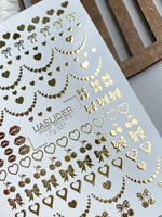Heart Nail Decals — Gold Foil Hearts, Bows, Lips & Cherries | Fg-327 - UASLIDER