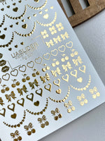 Heart Nail Decals — Gold Foil Hearts, Bows, Lips & Cherries | Fg-327 - UASLIDER