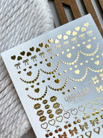 Heart Nail Decals — Gold Foil Hearts, Bows, Lips & Cherries | Fg-327 - UASLIDER