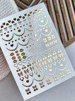 Heart Nail Decals — Gold Foil Hearts, Bows, Lips & Cherries | Fg-327 - UASLIDER