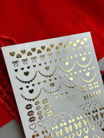 Heart Nail Decals — Gold Foil Hearts, Bows, Lips & Cherries | Fg-327 - UASLIDER
