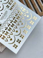 Heart Nail Decals — Gold Foil Hearts, Bows, Lips & Cherries | Fg-327 - UASLIDER