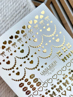 Heart Nail Decals — Gold Foil Hearts, Bows, Lips & Cherries | Fg-327 - UASLIDER