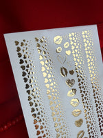 Heart Nail Decals — Gold Foil Micro Hearts & Lips Stickers | Fg-323 - UASLIDER