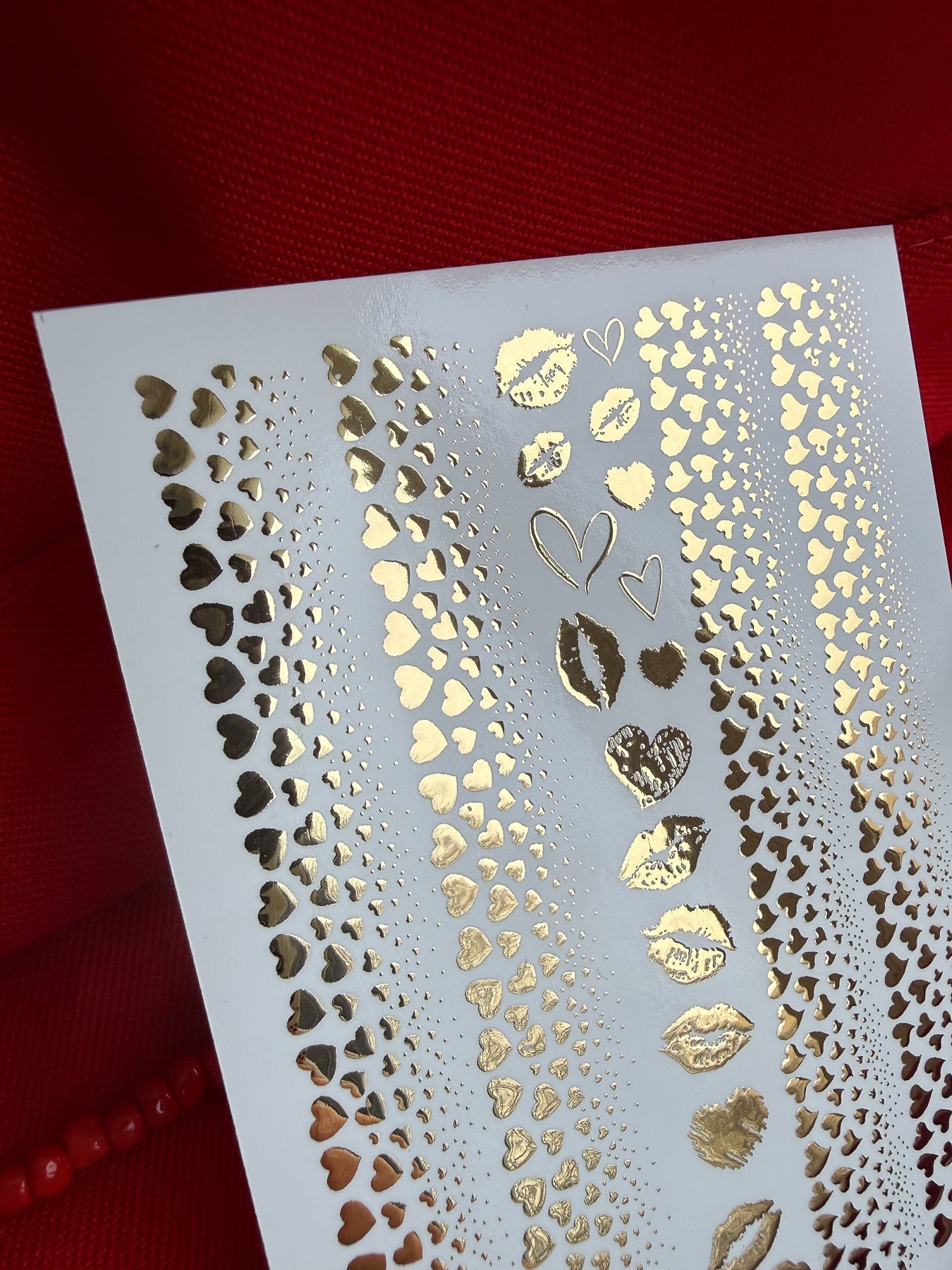 Heart Nail Decals — Gold Foil Micro Hearts & Lips Stickers | Fg-323 - UASLIDER